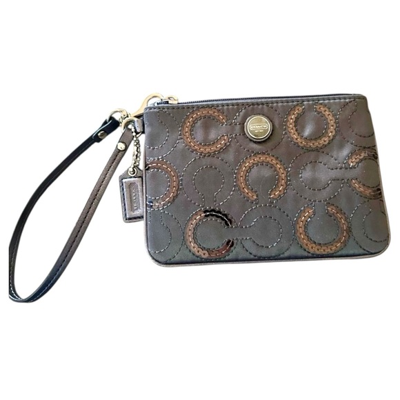 Coach Handbags - Coach Gray Pop Art Sequin & Satin Clutch or Wristlet.